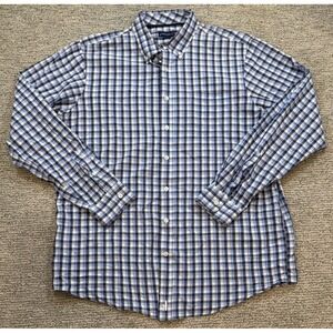 Johnnie-O Mens Egyptian Cotton Button Down Shirt Size‎ XL Blue Plaid Long Sleeve